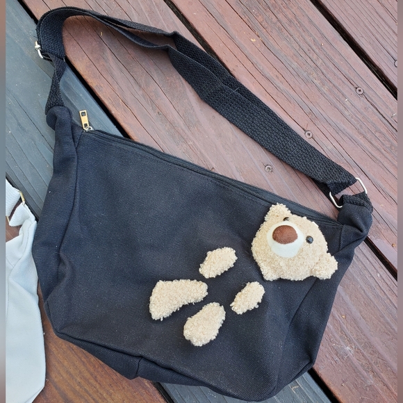 NWOT Set Of 2 Teddy Bear Canvas Bags - Picture 3 of 11